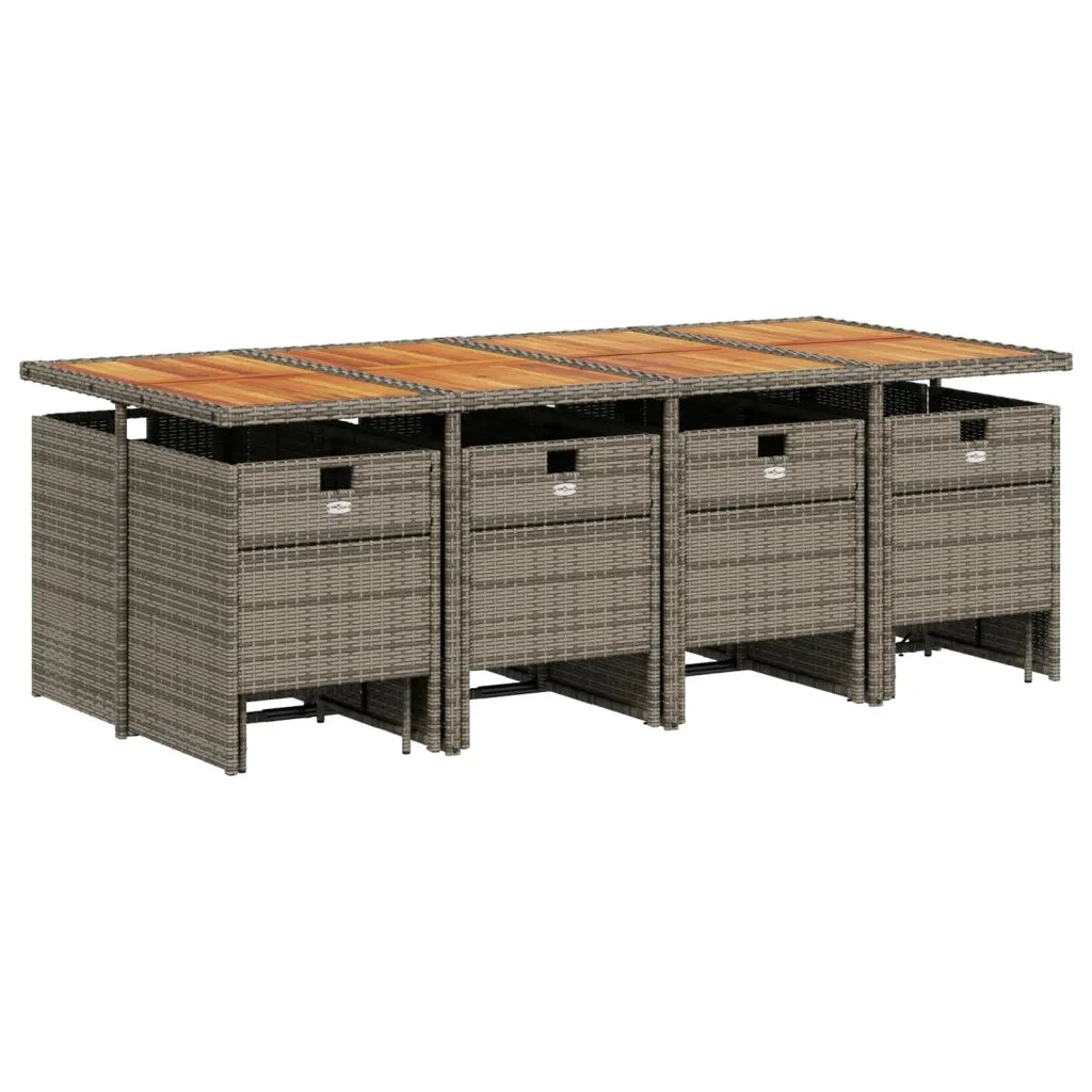 Set da pranzo da giardino da 13 pz con Cuscini in Polyrattan Grigio 3277756