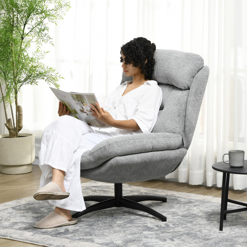 Poltrona girevole 360¡ã ¨C Xylo ¨C tessuto chenille grigio e nero con braccioli integrati
