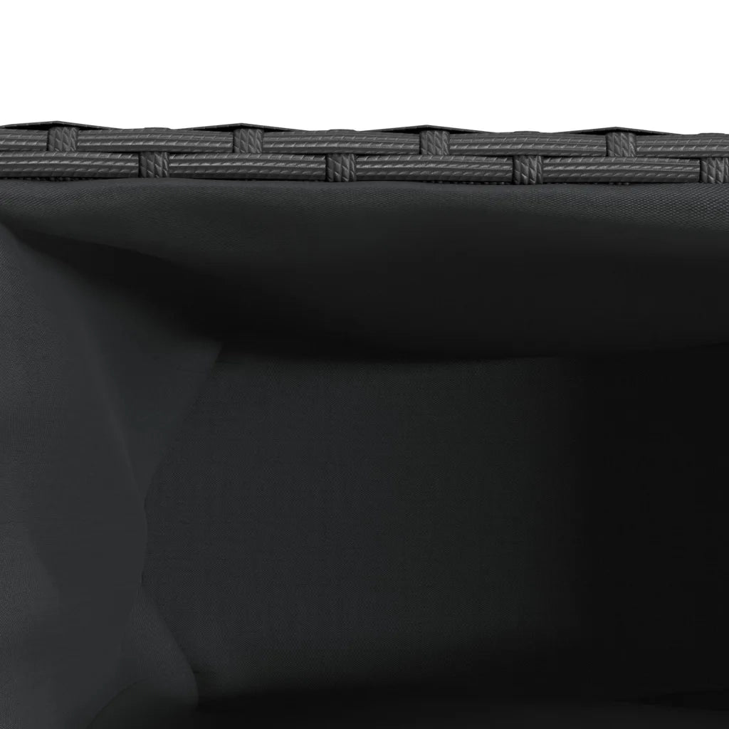 Fioriera con Ruote e 3 Vasi Nera 107x32x38 cm in Polyrattan 366419