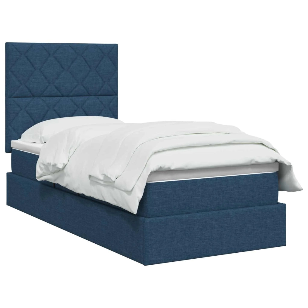 Letto con contenitore LED e materasso Blu 90 x 200 cm Tessuto 3459986