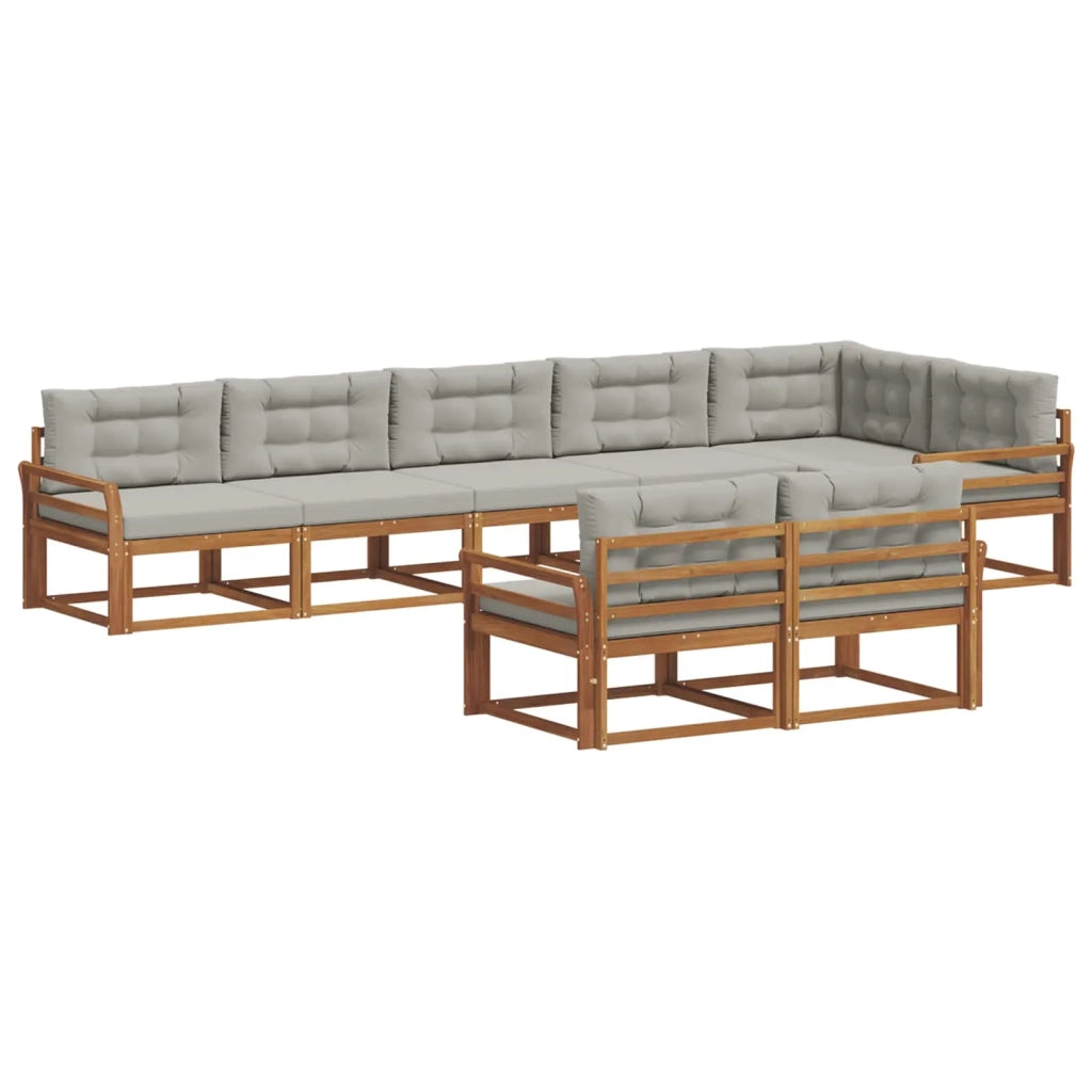 Set di divani da esterno 8 pcs Grigio Naturale e Chiaro 3367754