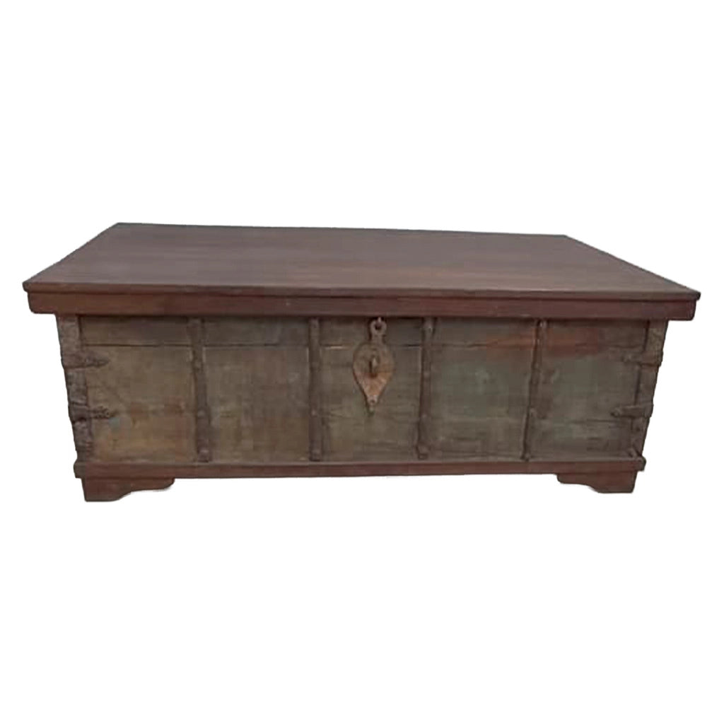 Mesa baúl de madera acabado artigianale marrone 123x77x45h cm