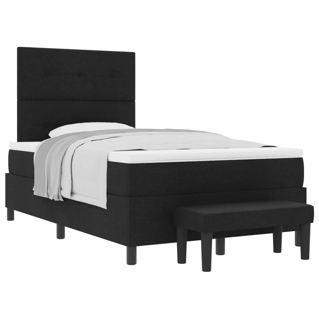 Letto a molle con materasso Nero 120 x 190 cm Tessuto