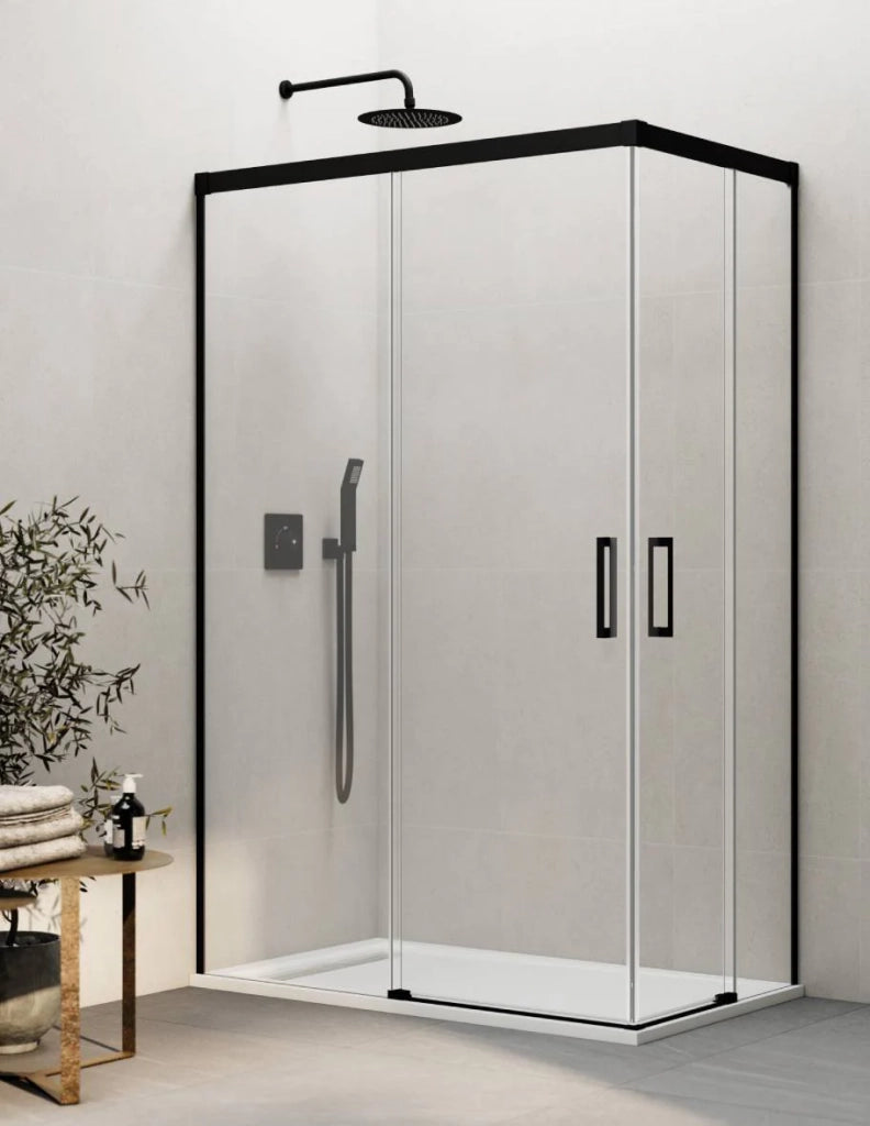 Box doccia ingresso angolare 2+2 THALASSA (BASIC) 120x75 cm Nero vetro trasparente