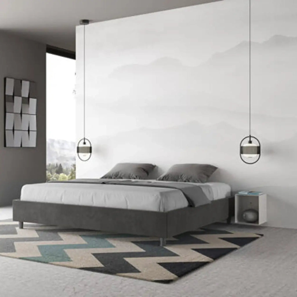 Letto contenitore imbottito 180x190 microfibra grigio Azelia