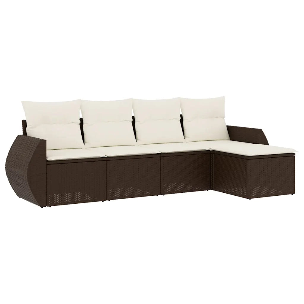 Set Divano da Giardino 5 pz con Cuscini Marrone in Polyrattan 3221292