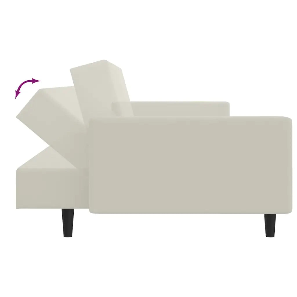 Divano Letto a 2 Posti-Sofa Letto 2 Posti-Daybed Crema in Velluto 206613