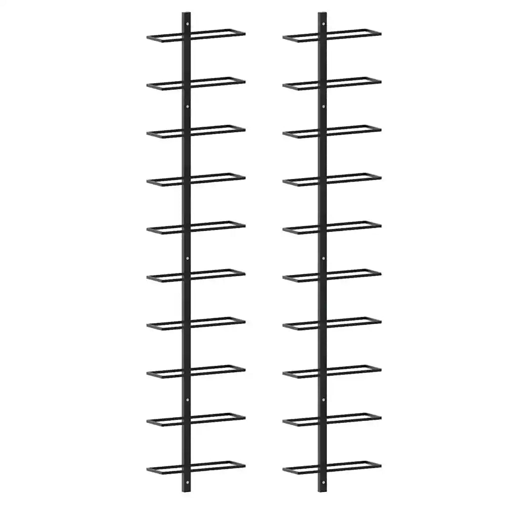 Portavini da Parete per 20 Bottiglie 2 pz Nero in Metallo 289567