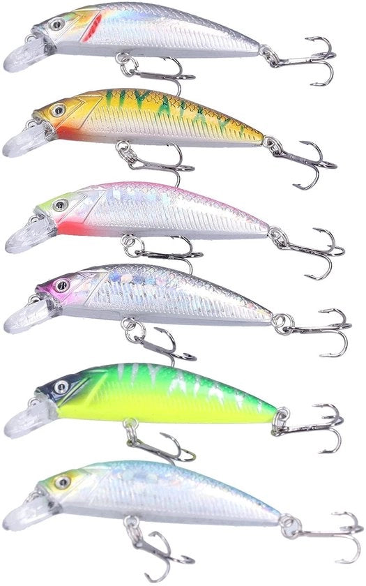 Set di Lancio a Manovella 6 pezzi - Finto Pesce Sogliola - Finto Pesce Rondine - Finto Pesce Barbo - Lanciatori a Vela Minnow - Trappola a Doppio Gancio