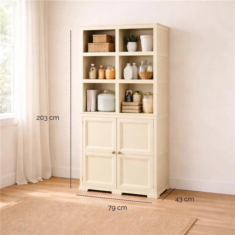 ARMADIO 2 MODULI CHIUSI E 3 MODULI SCAFFALE ANGORA 79X43X203 CM, MOBILE CONTENITORE MULTIUSO ALTO PER SALOTTO, PERGOLATO E BALCONE COPERTO