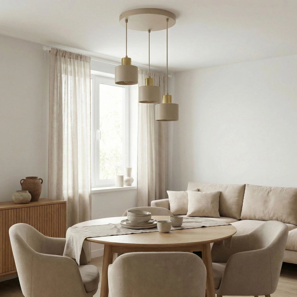 Lampada sospesa Parkla 3 luci E27 beige oro Luminex