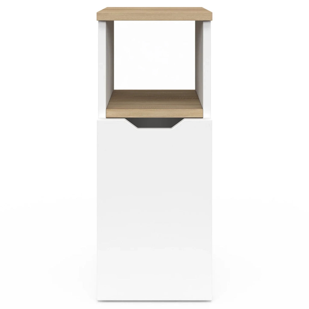 IDMarket - Set di 2 comodini stretti a 1 anta ANOUK con nicchia bianca e legno