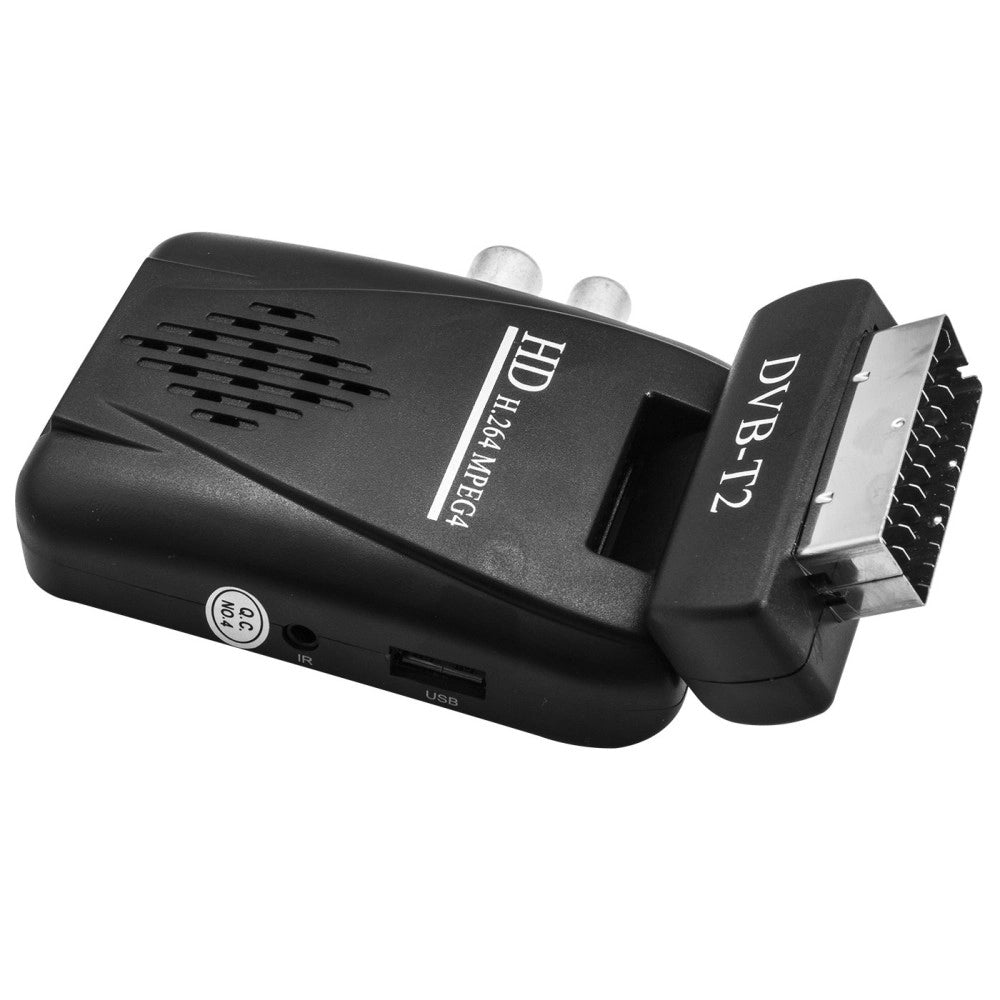 Trade Shop - Decoder Mini Digitale Terrestre Scart Dvb-t2 180° Usb Hdmi Presa Scart Hd -