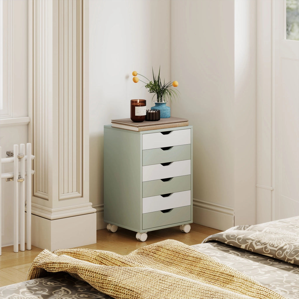 Scrivania con cassetti e ruote ¨C zephmum ¨C 6 cassetti, verde
