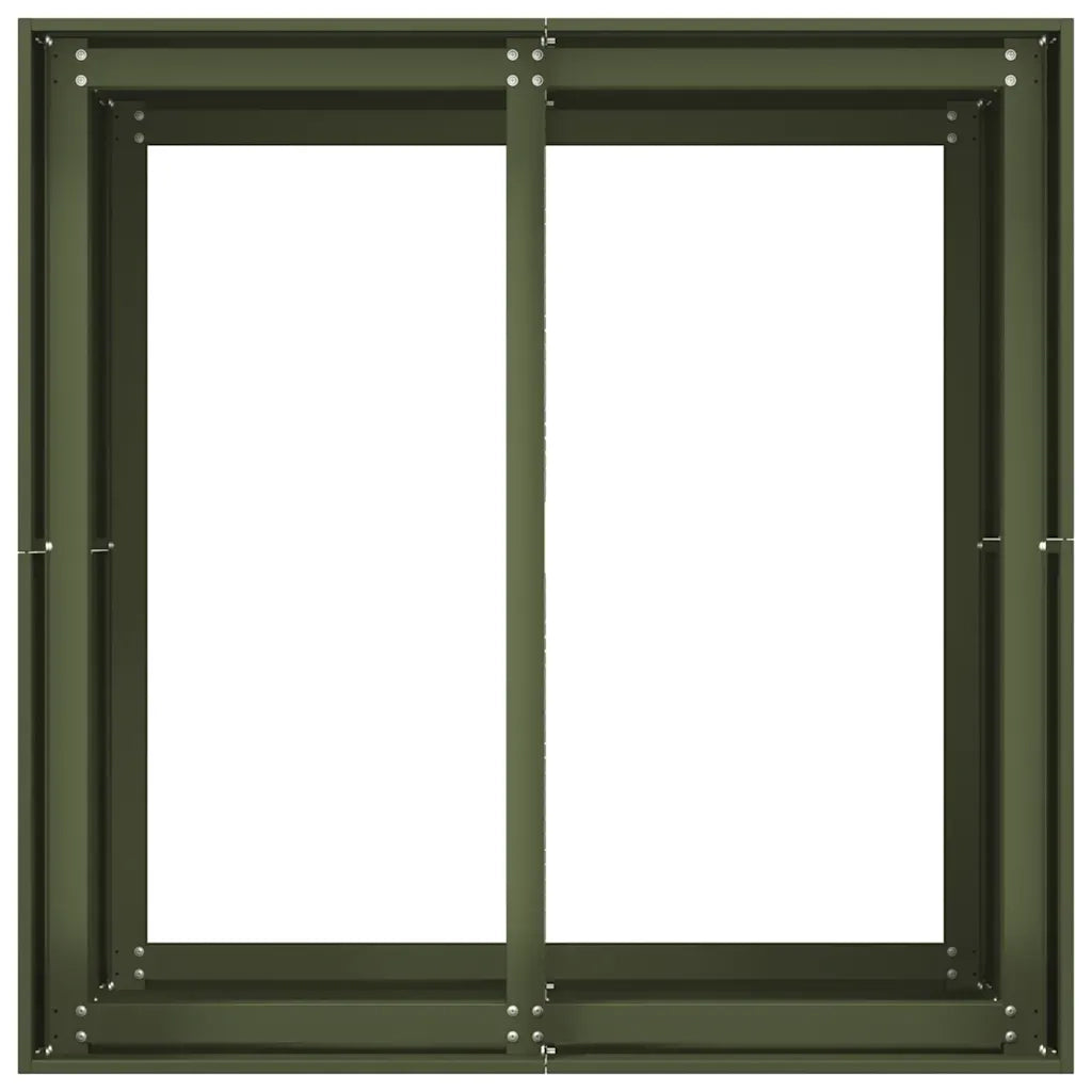 Fioriera-Vaso-Contenitore per Piante Verde Oliva 80x80x80 cm in Acciaio