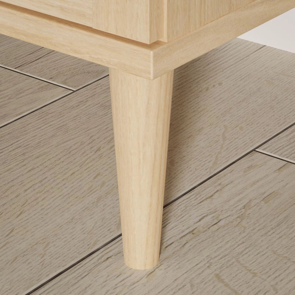 Armadio Livia 3 ante frontali effetto rattan intrecciato colore rovere 165x52x208H