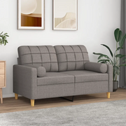 Divano a 2 Posti con Cuscini-Sofa 2 Posti con Cuscini Tortora 120 cm in Tessuto 590061
