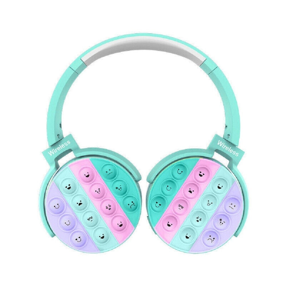 Trade Shop - Cuffie Popit Bambini Wireless Radio Bluetooth 5.0 Pieghevole Sd Usb Azzurro -