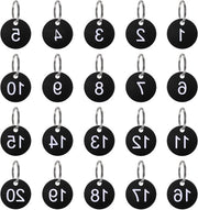 Set di 20 etichette numerate circolari in plastica nera per dormitorio - 35 mm