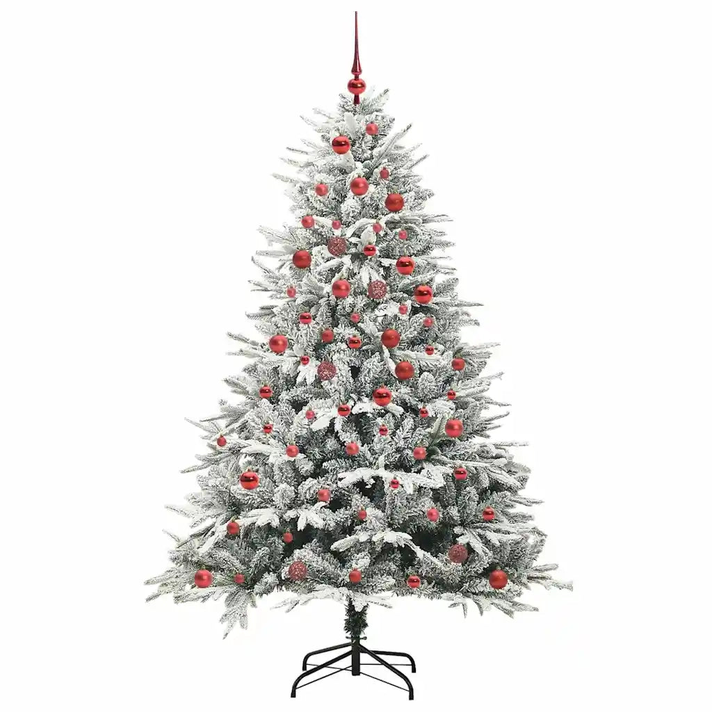 Albero di Natale Artificiale Pre-illuminato con Set di Palline