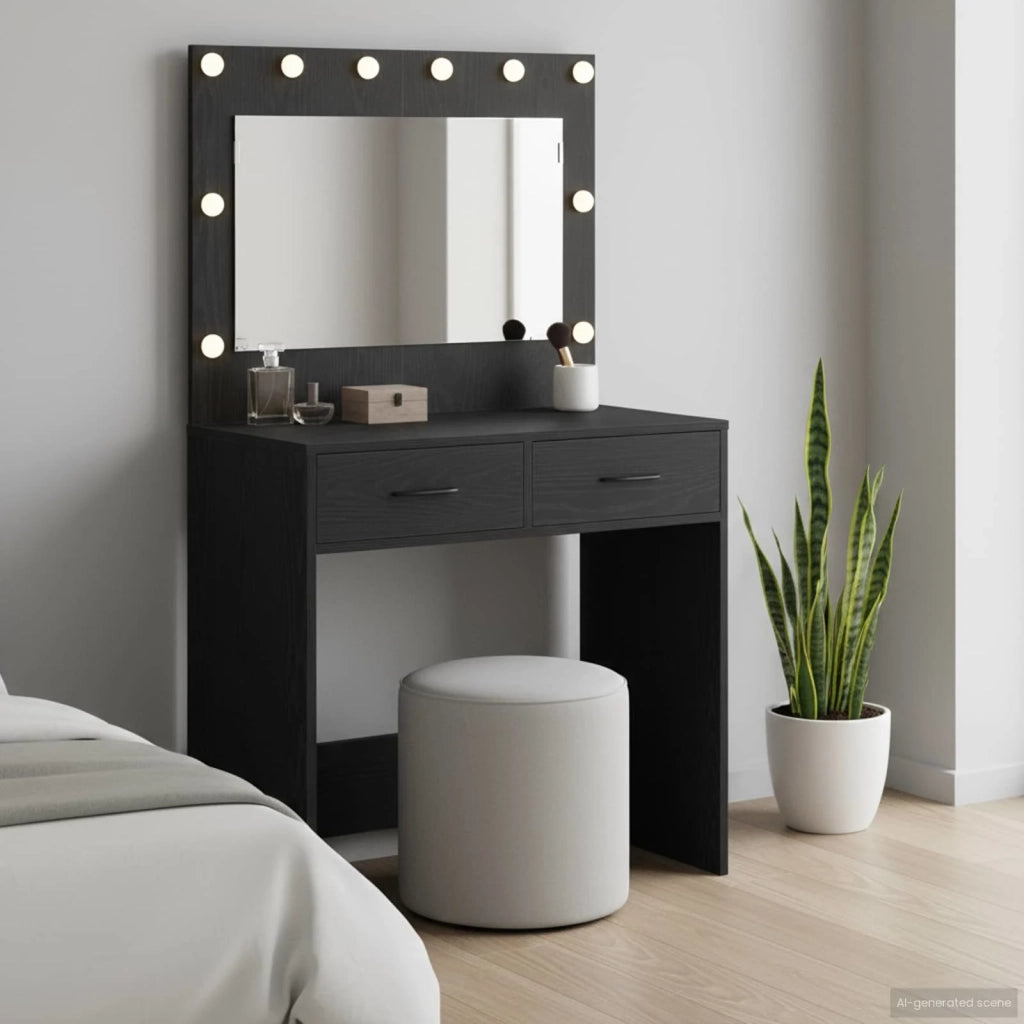 Toeletta | Tavolo da Trucco con cassetto Rovere Nero 78,5 x 41 x 135 cm