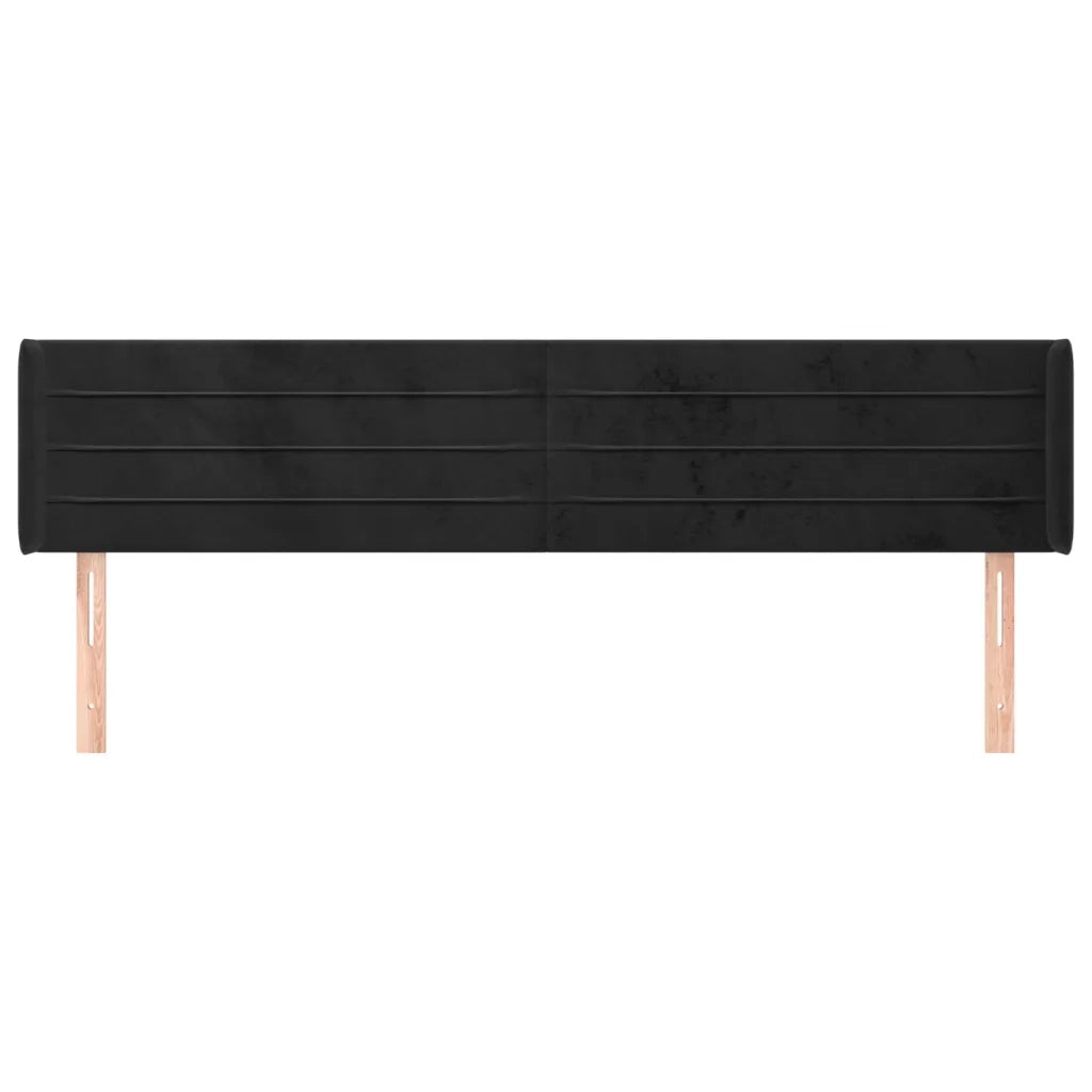 Testiera ad Orecchio-Testata con Orecchie Nera 203x16x78/88 cm in Velluto 870911