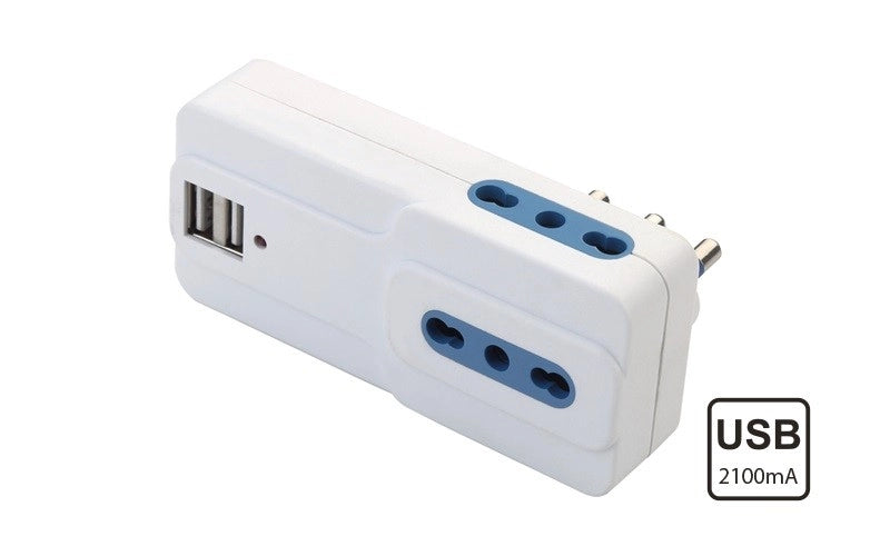 Multipresa 2 Prese USB + 3 Prese 10/16A Spina 16A