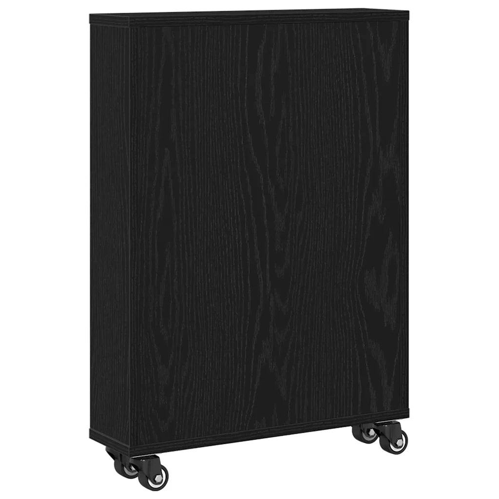 Carrello di Stoccaggio Stretto Rovere Nero 48 x 13 x 68 cm 868090
