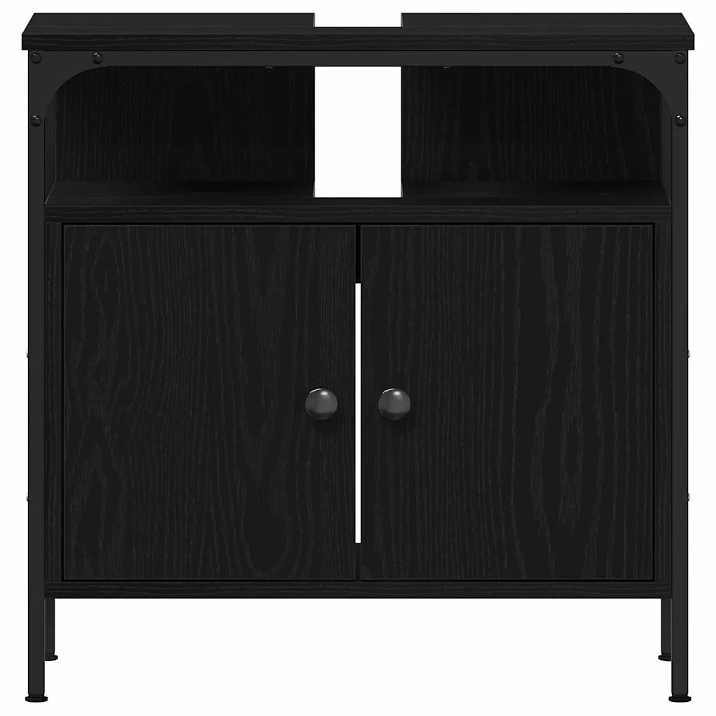Set di mobili per il bagno 3 pcs Rovere Nero Legno multistrato 3334395