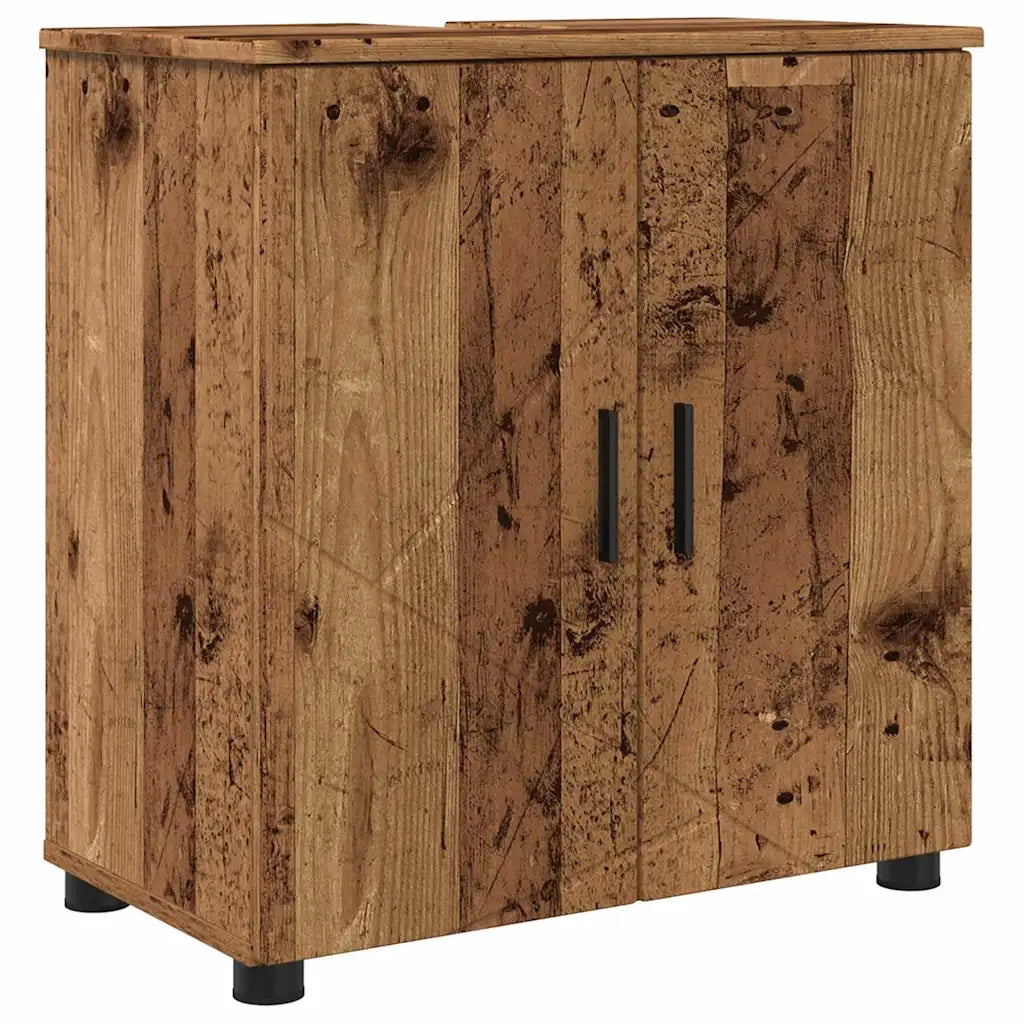 Set di mobili per il bagno con porta 4 pcs Legno vecchio 3393011