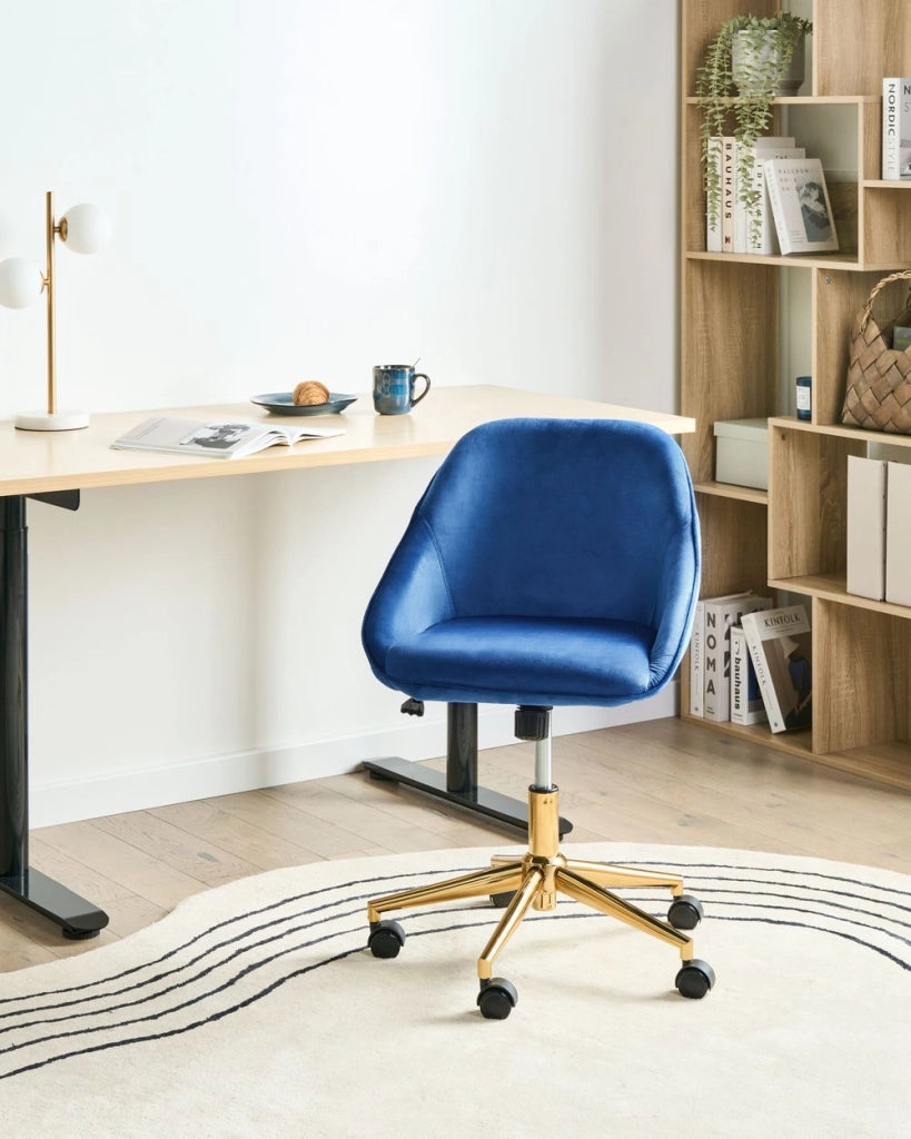 Sedia da ufficio in velluto blu marino Arredamento da ufficio elegante