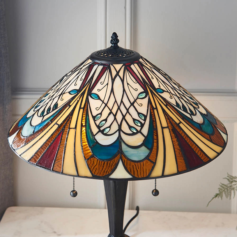 Lampada da tavolo Tiffany Hector vetro 2xE27 dimmer