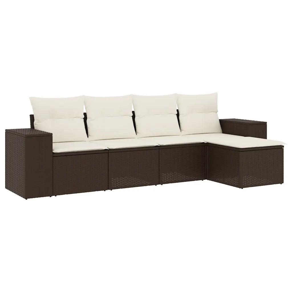 Set Divano da Giardino 5 pz con Cuscini Marrone in Polyrattan 3254830