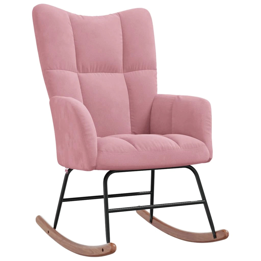 Sedia a Dondolo Rosa in Velluto