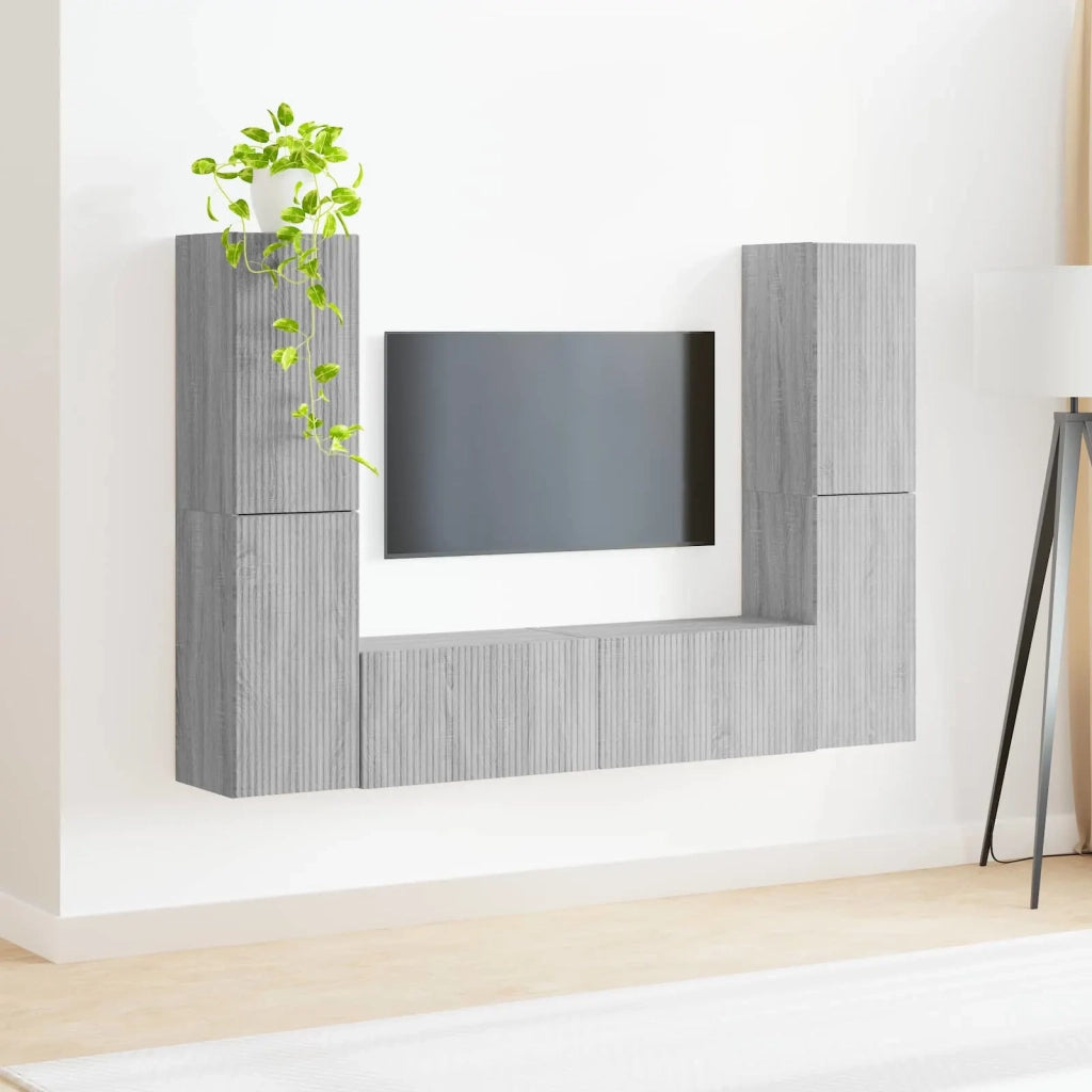Set mobile TV 6 pcs Grigio Sonoma Legno multistrato 3409111