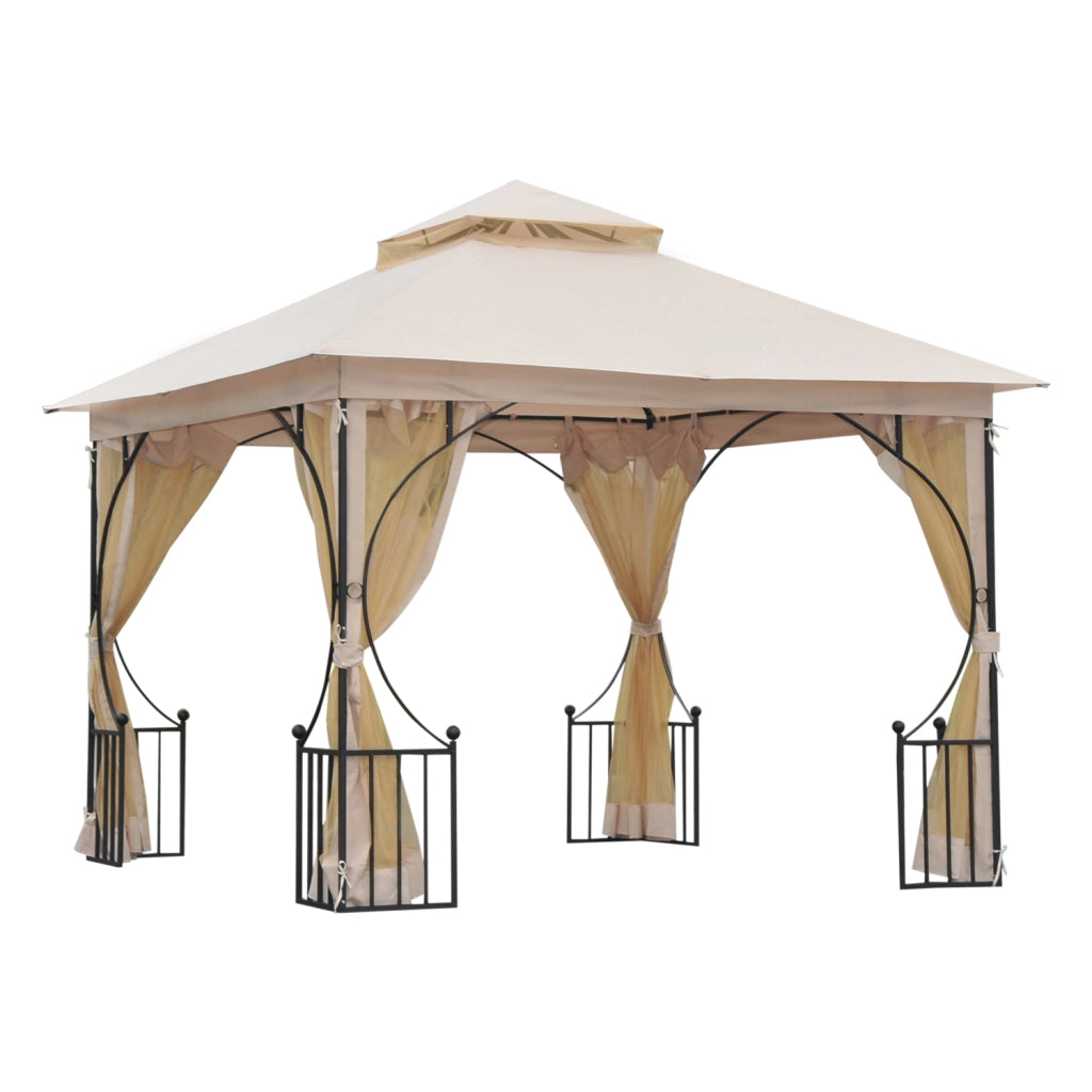 Gazebo da giardino ¨C Minimal ¨C beige e nero 295x295x275 cm