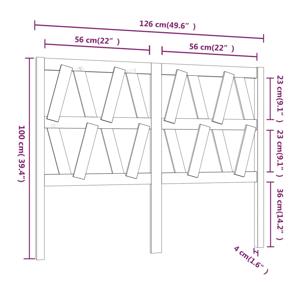 Testiera | Testata per Letto Bianca 126x4x100cm in Legno Massello di Pino