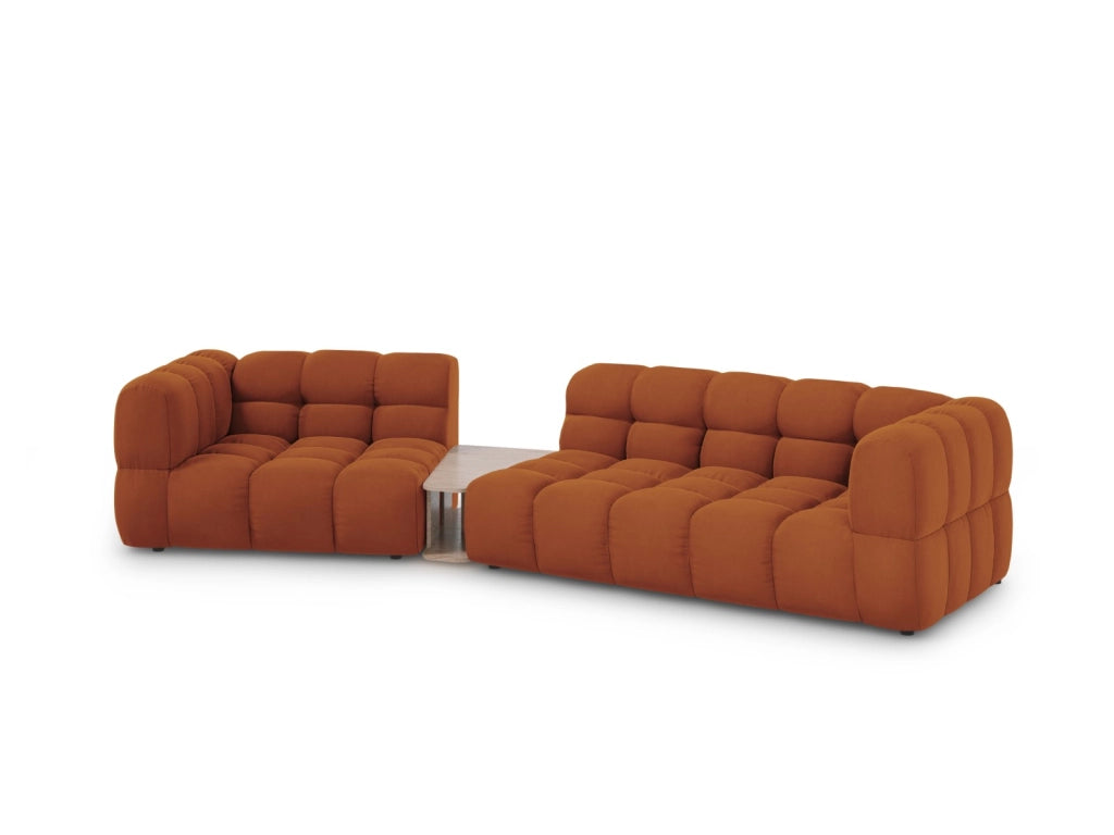 Cosmopolitan Design - Divano modulare sinistro "Sky" 3 posti in velluto terracotta 