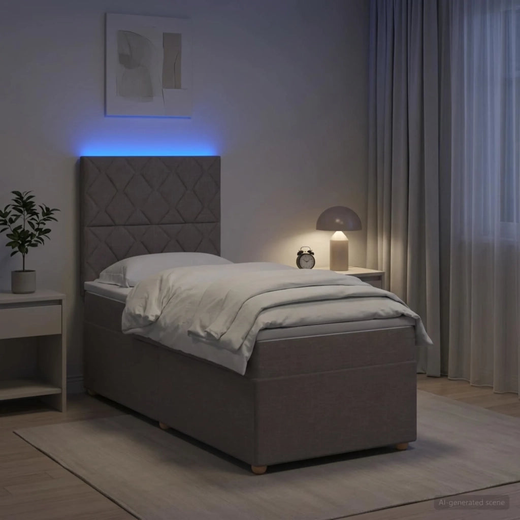 Letto box spring con materasso Tortora 80 x 200 cm Tessuto 3455228