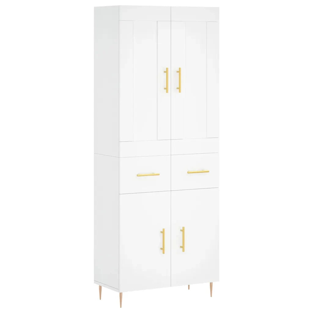 Credenza-Buffet-Armadio da cucina Bianca 69,5x34x180 cm in Legno Multistrato 437729