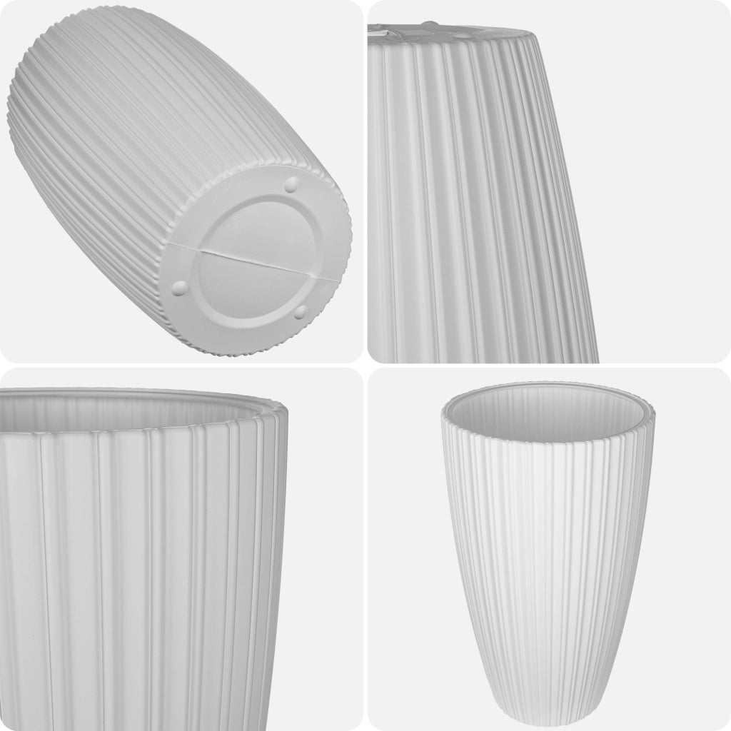 Vaso da fiori KADAX 30 cm con coperchio e inserto, in plastica bianca.