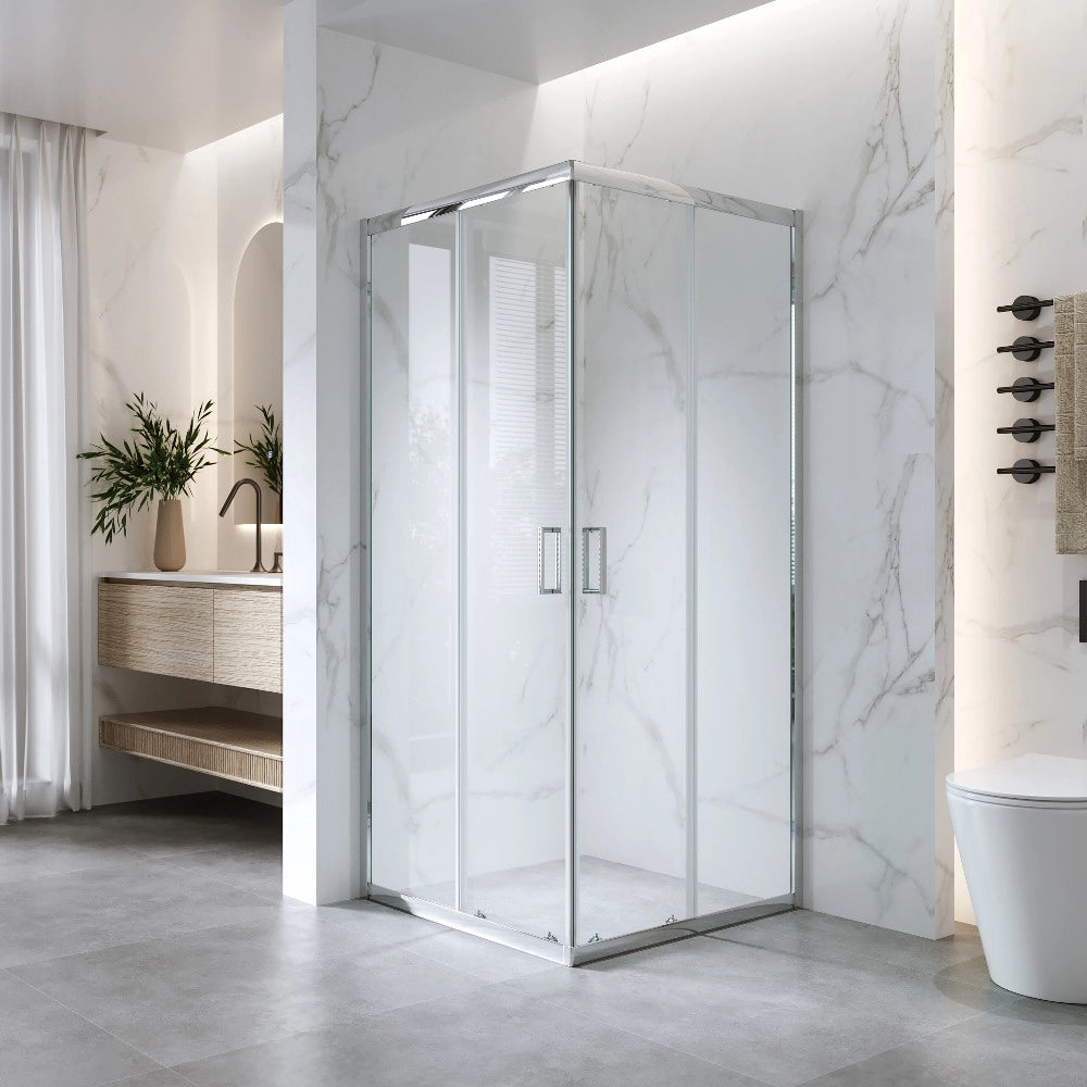 Cabina Doccia Angolare Scorrevole 80x80 Cm H 185 cm vetro Trasparente 6 mm | Kiro