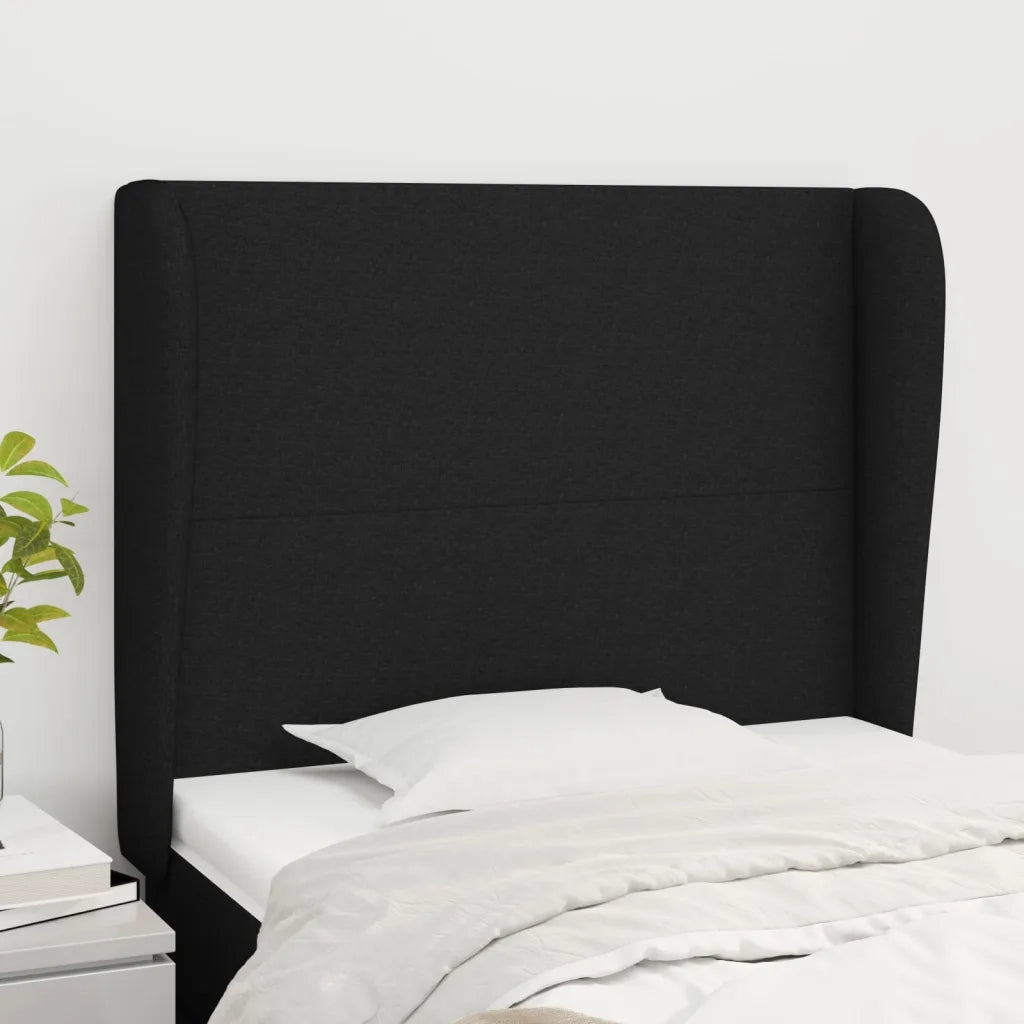 Testiera | Testata ad Orecchio Nera 103x23x118/128 cm in Tessuto
