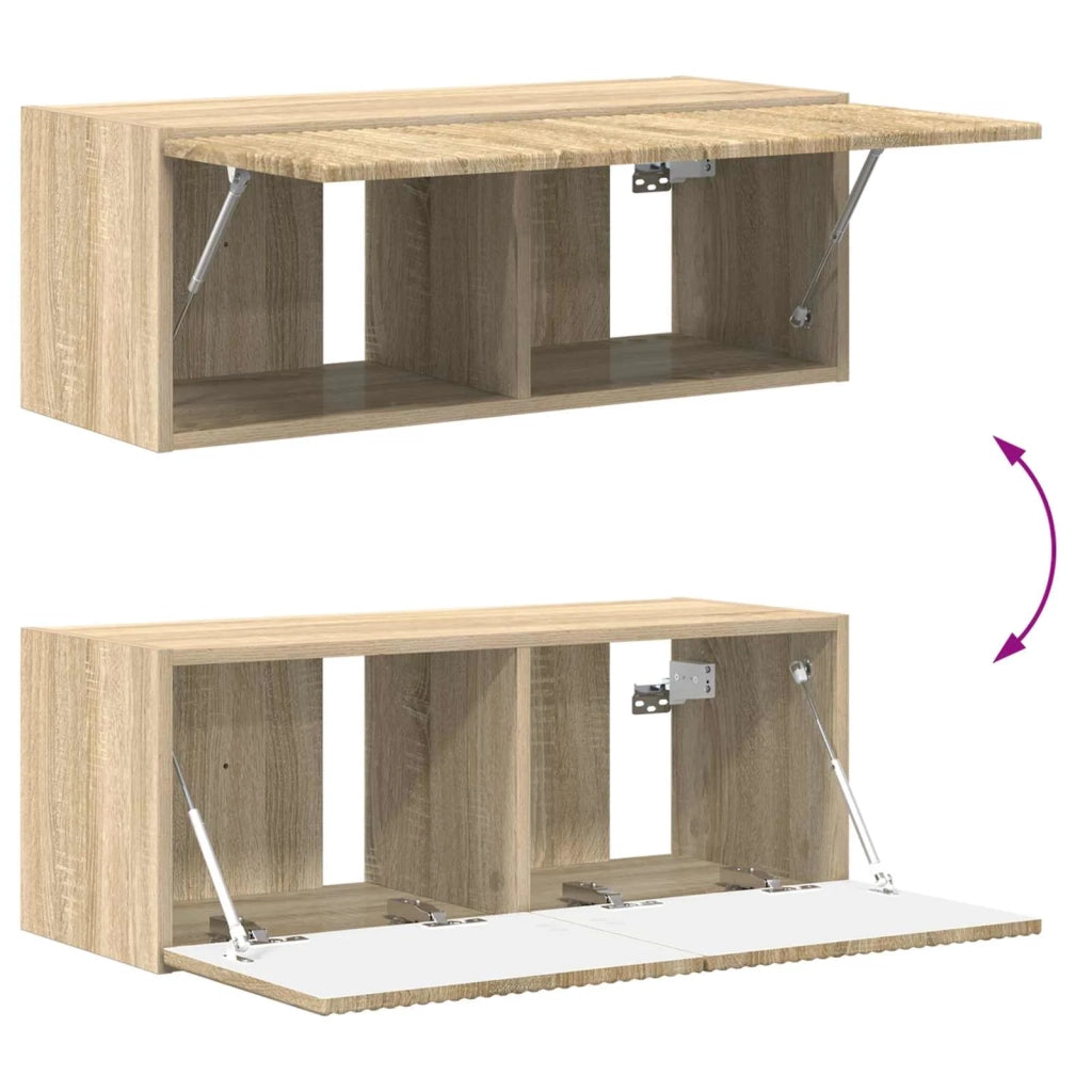 Set di Mobiletto da TV a Parete 4 pz-Credenza per TV sospesa Rovere Sonoma 608434