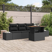 Set da Pranzo per Giardino con cuscino 5 pcs Nero e Marrone