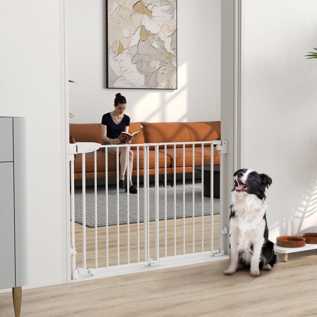 Cancelletto di Sicurezza per Cani ¨C Xylo ¨C 74.5-111.5x74.5 cm, Bianco