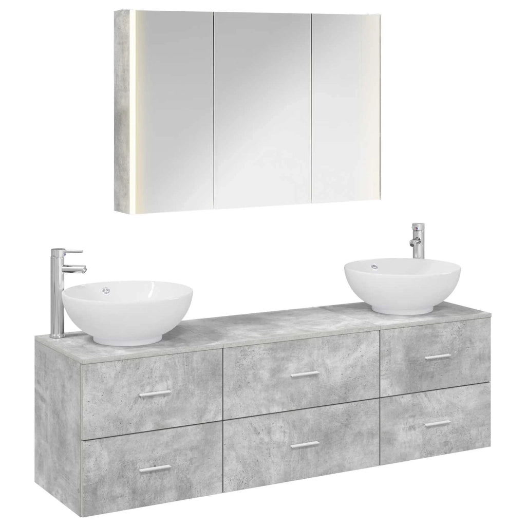 Set di mobili per il bagno 4 pz Grigio Cemento 3406946