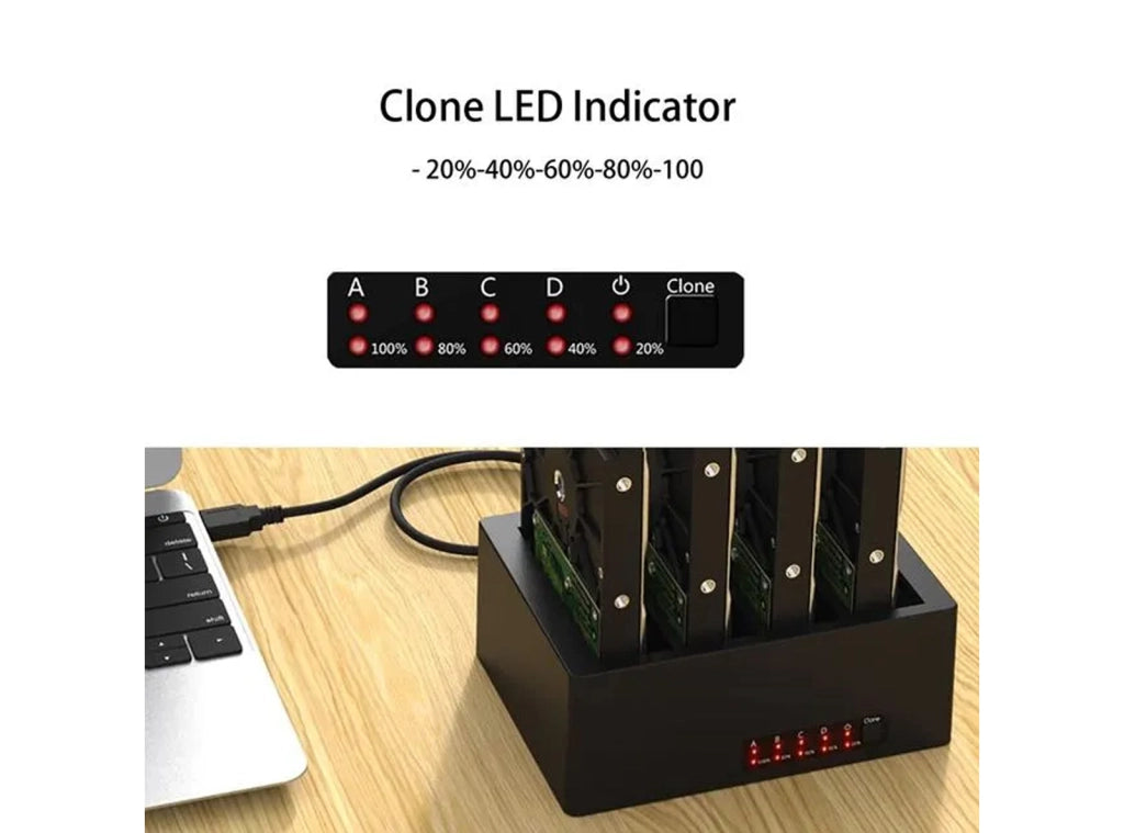 Duplicatore Disco GLOTRENDS per Hard Disk SATA 2.5/3.5 HDD/SSD con Alimentatore e Cavo USB Incluso