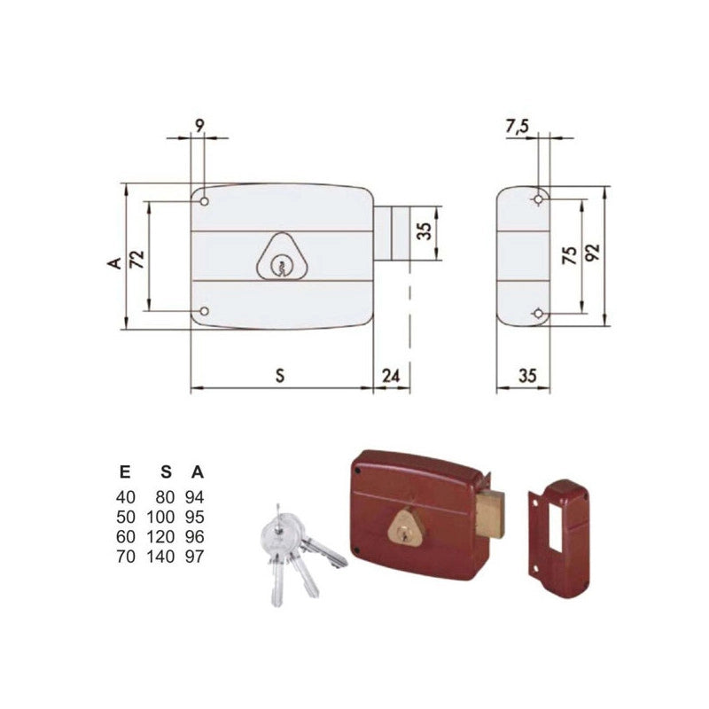 Serratura App.Legno Sx 50141-70-2 Cisa