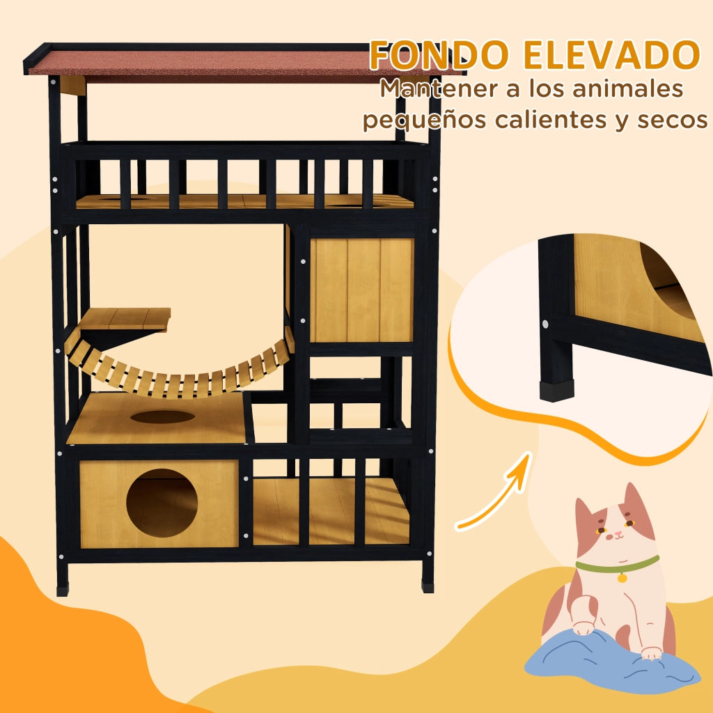 Casetta per Gatti 4 Livelli con Ponte e Balcone ¨C Minimal ¨C 84x60x116 cm